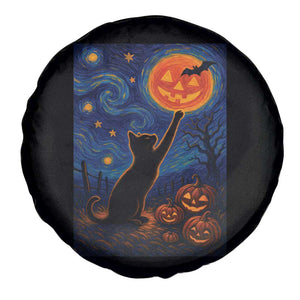 Black Cat Halloween Spare Tire Cover Starry Night Van Gogh TS14 Print Your Wear