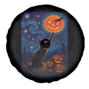 Black Cat Halloween Spare Tire Cover Starry Night Van Gogh TS14 Print Your Wear