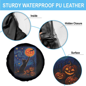 Black Cat Halloween Spare Tire Cover Starry Night Van Gogh TS14 Print Your Wear
