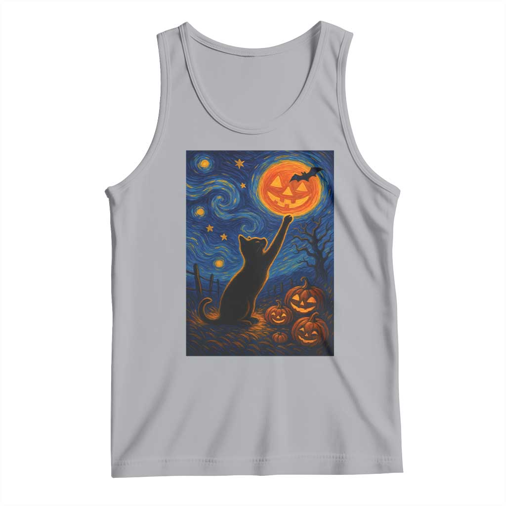 Black Cat Halloween Tank Top Starry Night Van Gogh TS14 Athletic Heather Print Your Wear