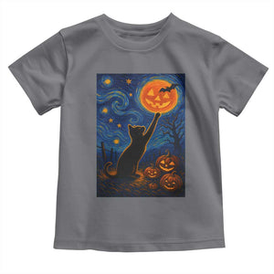 Black Cat Halloween Toddler T Shirt Starry Night Van Gogh TS14 Charcoal Print Your Wear