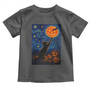 Black Cat Halloween Toddler T Shirt Starry Night Van Gogh TS14 Dark Heather Print Your Wear