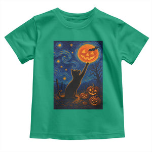 Black Cat Halloween Toddler T Shirt Starry Night Van Gogh TS14 Irish Green Print Your Wear