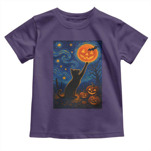Black Cat Halloween Toddler T Shirt Starry Night Van Gogh TS14 Purple Print Your Wear