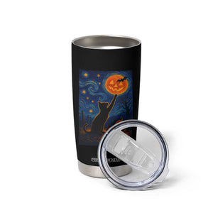 Black Cat Halloween Tumbler Cup Starry Night Van Gogh TS14 Print Your Wear