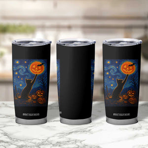 Black Cat Halloween Tumbler Cup Starry Night Van Gogh TS14 Print Your Wear
