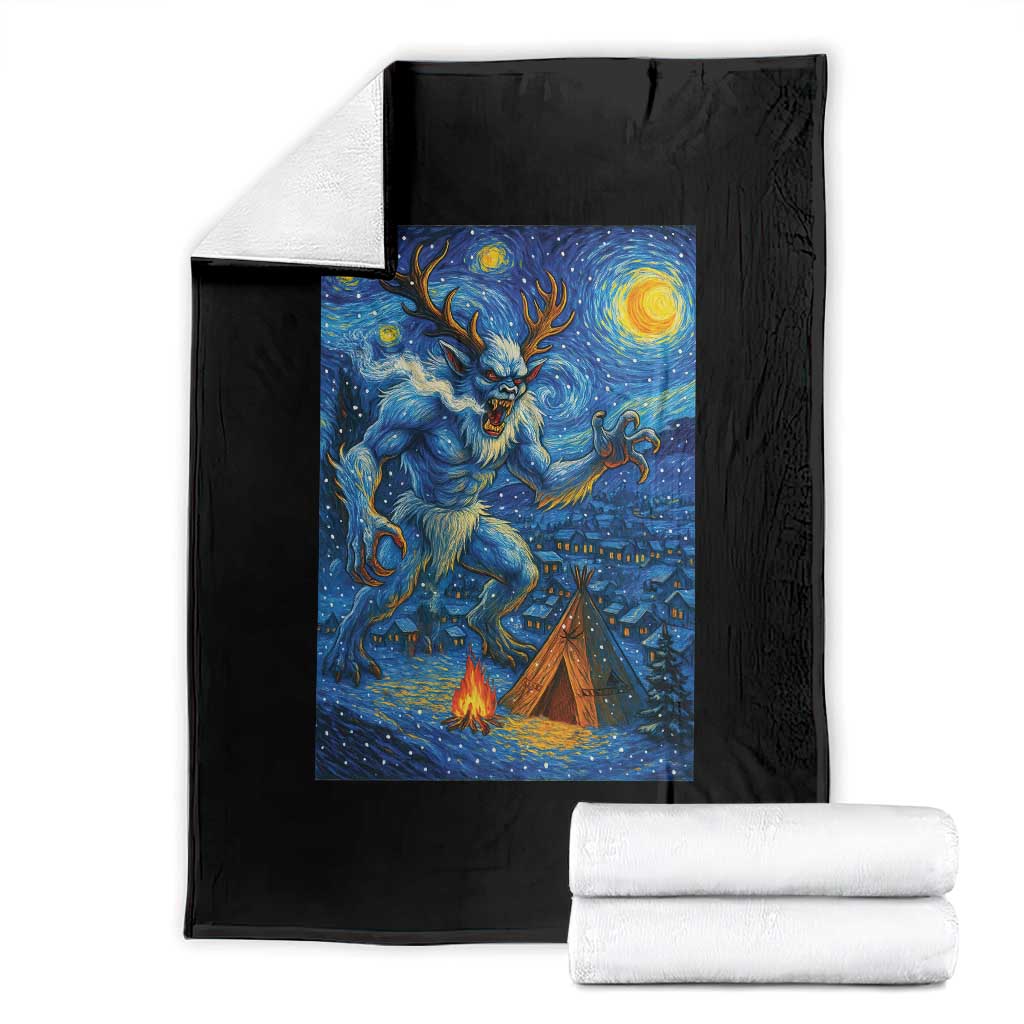 Wedigo Cryptid Christmas Throw Blanket Native American Starry Night Xmas TS14 Black Print Your Wear
