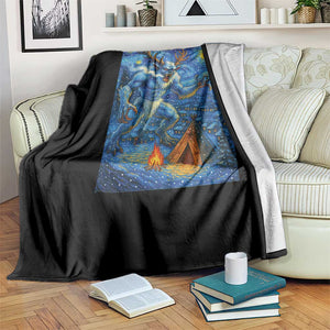 Wedigo Cryptid Christmas Throw Blanket Native American Starry Night Xmas TS14 Print Your Wear