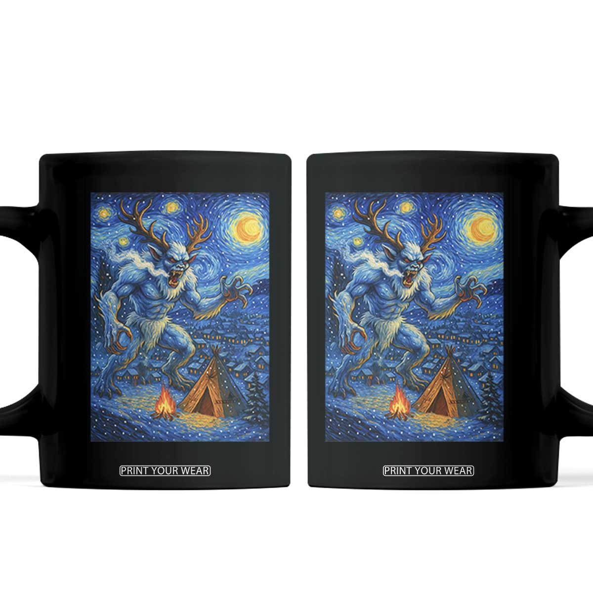 Wedigo Cryptid Christmas Coffee Mug Native American Starry Night Xmas TS14 Black Print Your Wear