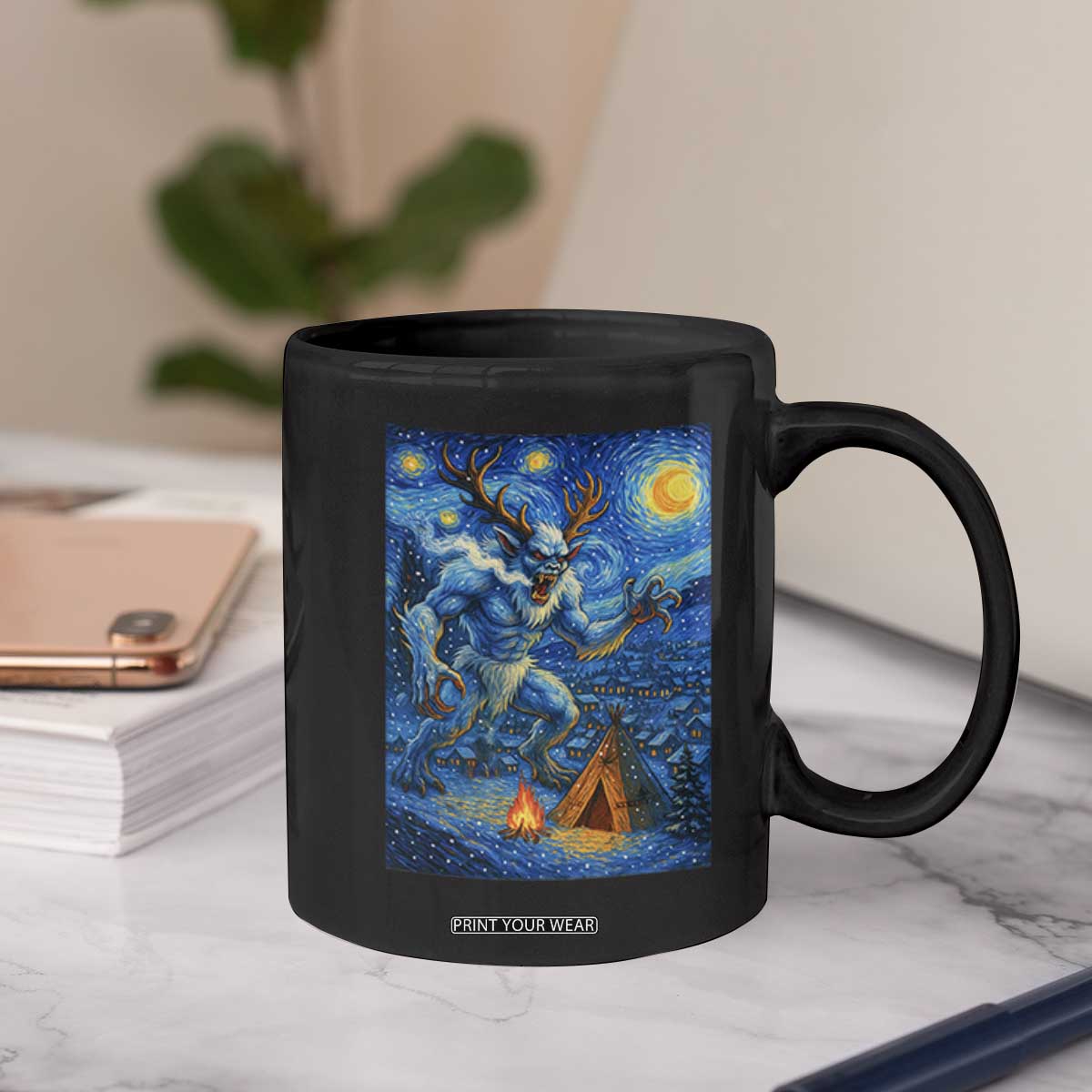Wedigo Cryptid Christmas Coffee Mug Native American Starry Night Xmas TS14 Print Your Wear