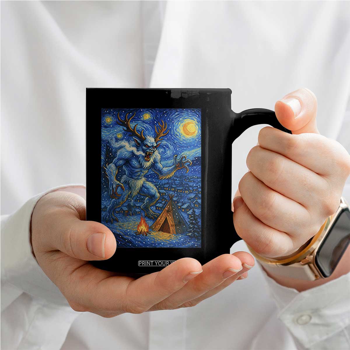 Wedigo Cryptid Christmas Coffee Mug Native American Starry Night Xmas TS14 Print Your Wear