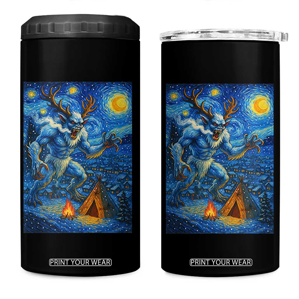 Wedigo Cryptid Christmas 4 in 1 Can Cooler Tumbler Native American Starry Night Xmas TS14 One Size: 16 oz Black Print Your Wear