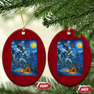 Wedigo Cryptid Xmas Ceramic Ornament Native American Starry Night Xmas - Print Your Wear