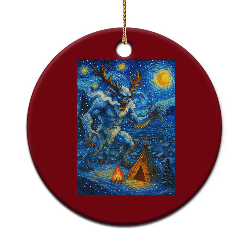 Wedigo Cryptid Xmas Ceramic Ornament Native American Starry Night Xmas - Print Your Wear
