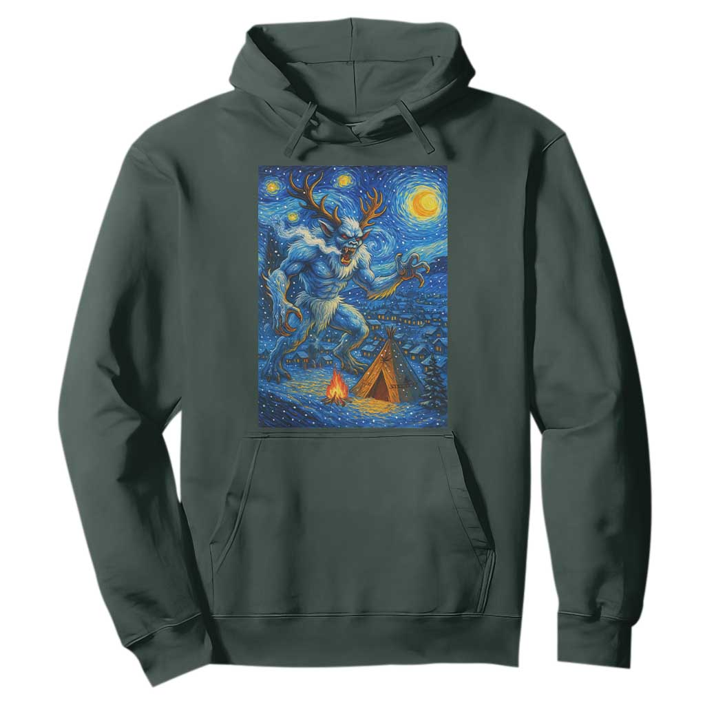 Wedigo Cryptid Christmas Hoodie Native American Starry Night Xmas TS14 Dark Forest Green Print Your Wear