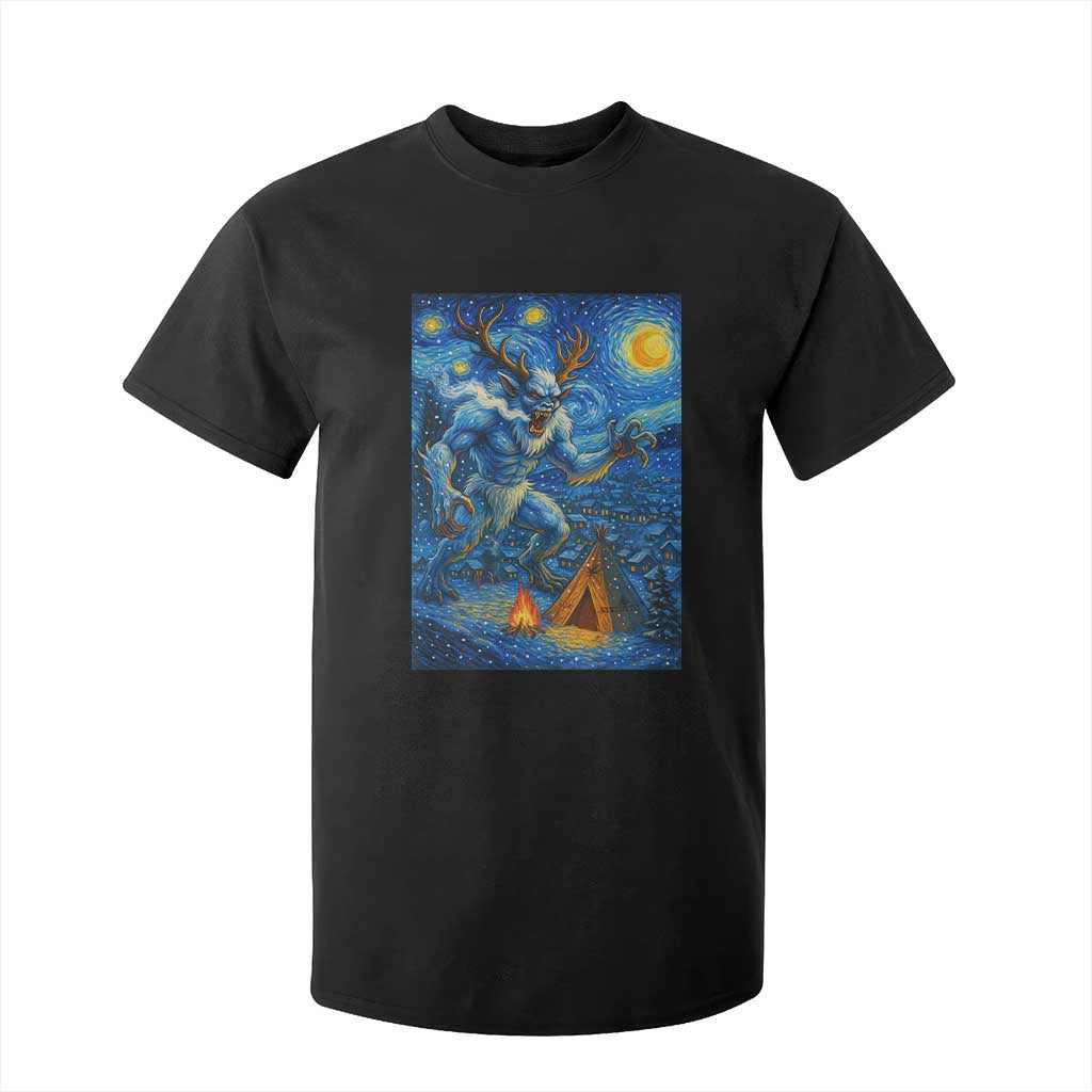 Wedigo Cryptid Christmas T Shirt For Kid Native American Starry Night Xmas TS14 Black Print Your Wear