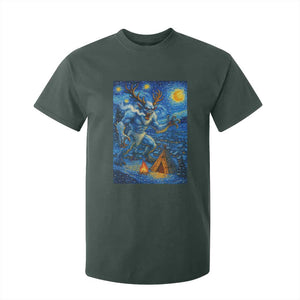 Wedigo Cryptid Christmas T Shirt For Kid Native American Starry Night Xmas TS14 Dark Forest Green Print Your Wear