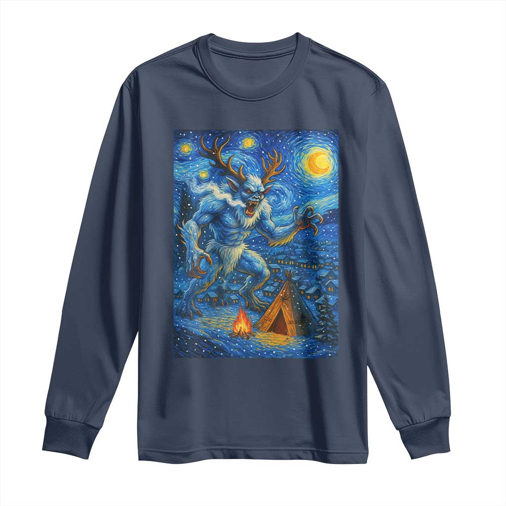 Wedigo Cryptid Christmas Long Sleeve Shirt Native American Starry Night Xmas TS14 Navy Print Your Wear