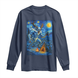 Wedigo Cryptid Christmas Long Sleeve Shirt Native American Starry Night Xmas TS14 Navy Print Your Wear