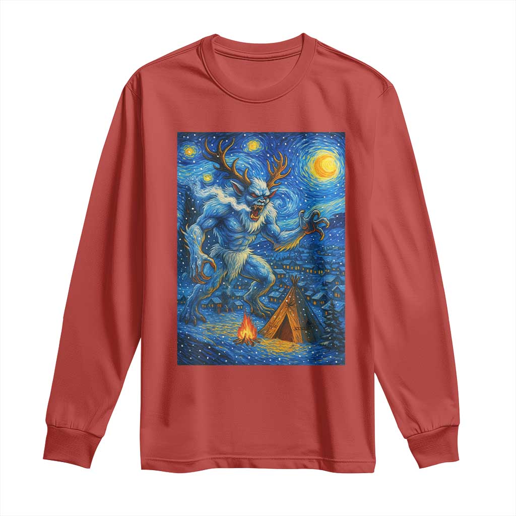 Wedigo Cryptid Christmas Long Sleeve Shirt Native American Starry Night Xmas TS14 Red Print Your Wear