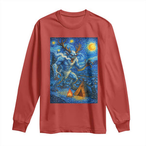 Wedigo Cryptid Christmas Long Sleeve Shirt Native American Starry Night Xmas TS14 Red Print Your Wear