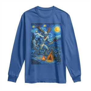 Wedigo Cryptid Christmas Long Sleeve Shirt Native American Starry Night Xmas TS14 Royal Blue Print Your Wear