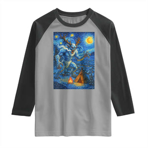 Wedigo Cryptid Christmas Raglan Shirt Native American Starry Night Xmas TS14 Sport Gray Black Print Your Wear