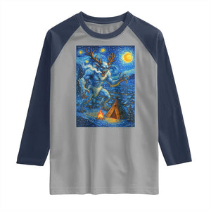 Wedigo Cryptid Christmas Raglan Shirt Native American Starry Night Xmas TS14 Sport Gray Navy Print Your Wear