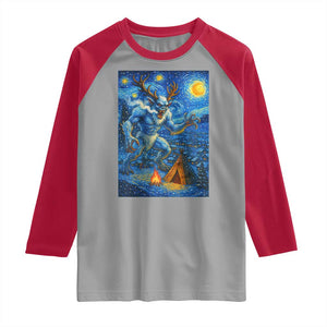 Wedigo Cryptid Christmas Raglan Shirt Native American Starry Night Xmas TS14 Sport Gray Red Print Your Wear