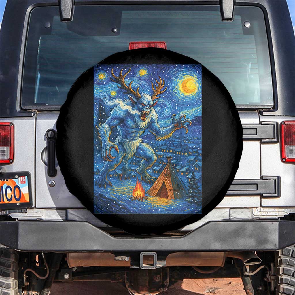 Wedigo Cryptid Christmas Spare Tire Cover Native American Starry Night Xmas TS14 No hole Black Print Your Wear