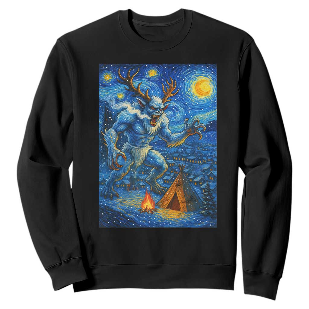 Wedigo Cryptid Christmas Sweatshirt Native American Starry Night Xmas TS14 Black Print Your Wear
