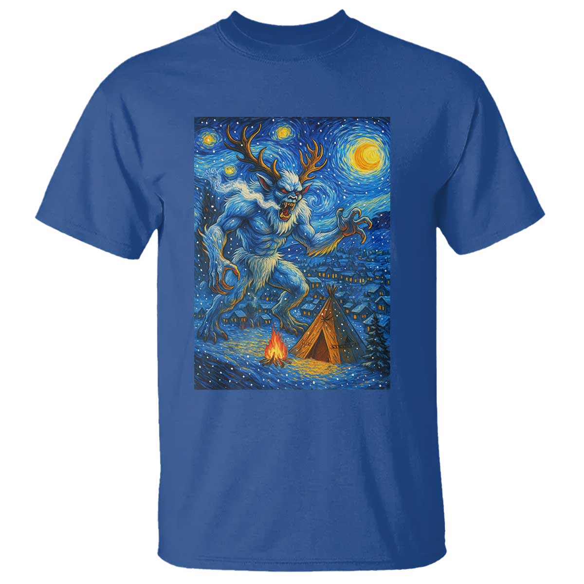 Wedigo Cryptid Christmas T Shirt Native American Starry Night Xmas TS14 Royal Blue Print Your Wear