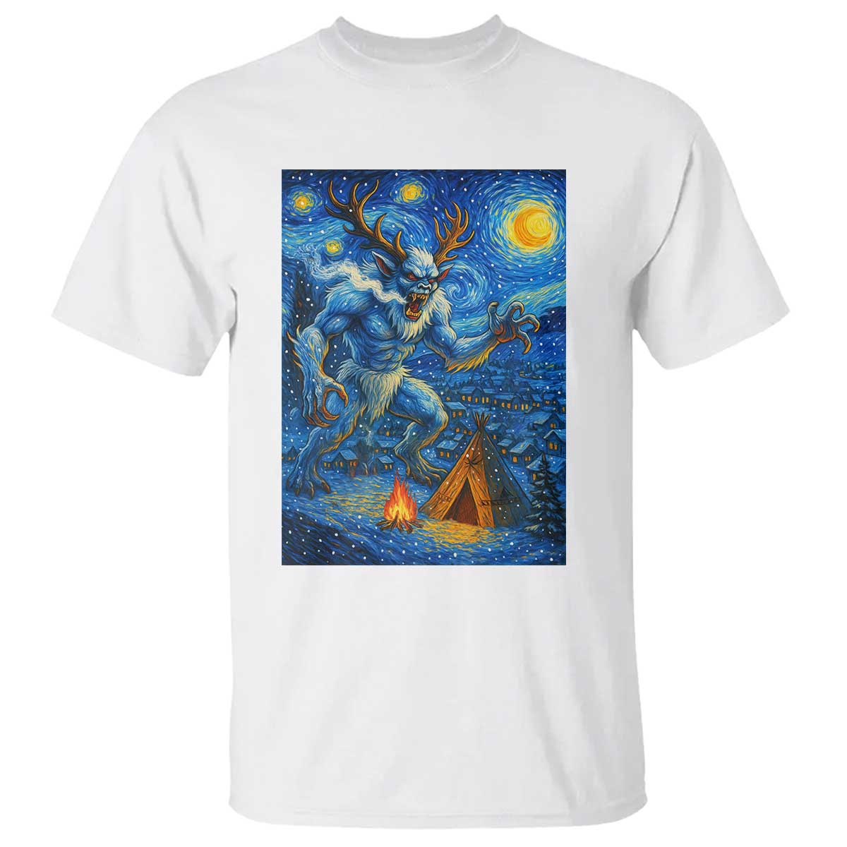 Wedigo Cryptid Christmas T Shirt Native American Starry Night Xmas TS14 White Print Your Wear