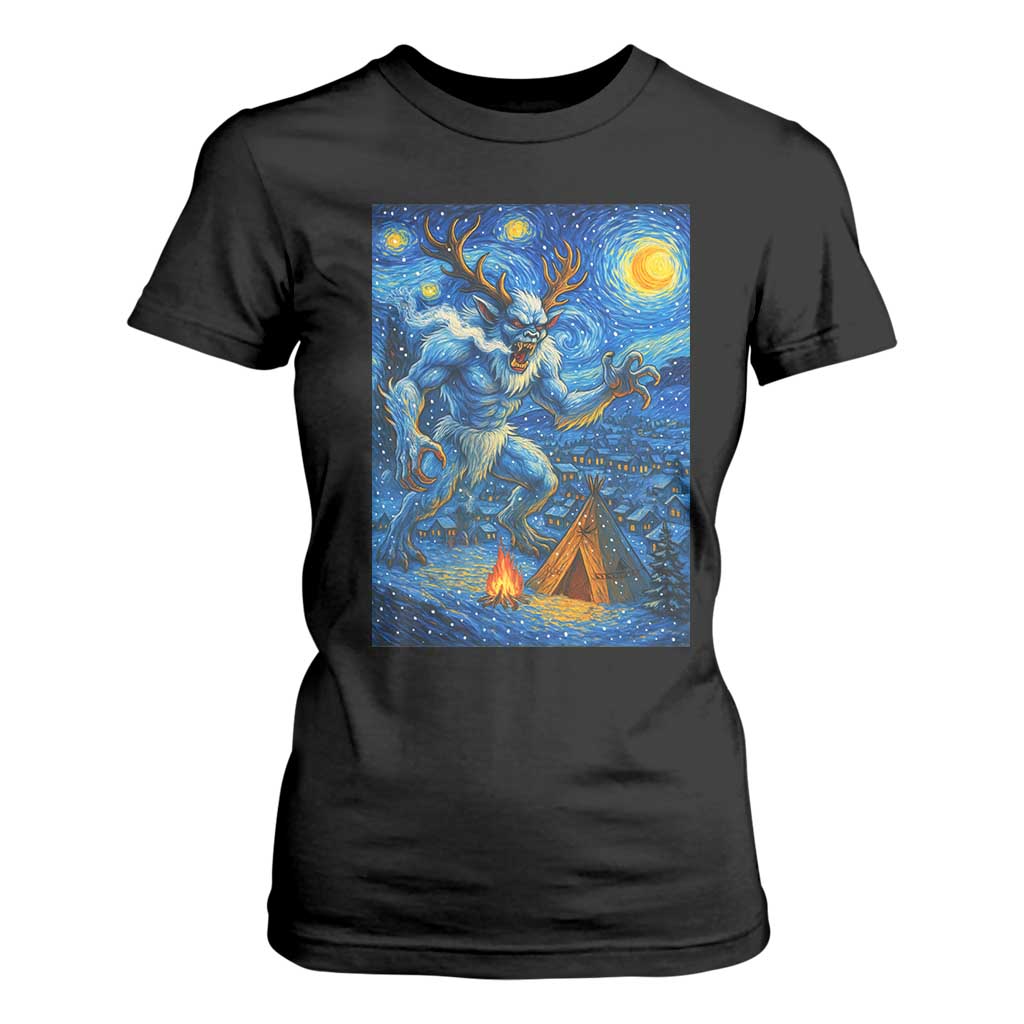 Wedigo Cryptid Christmas T Shirt For Women Native American Starry Night Xmas TS14 Black Print Your Wear