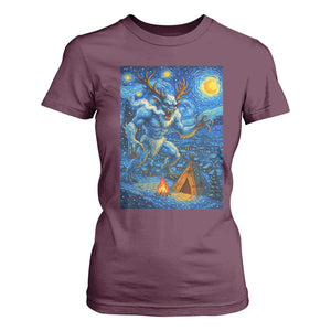 Wedigo Cryptid Christmas T Shirt For Women Native American Starry Night Xmas TS14 Maroon Print Your Wear