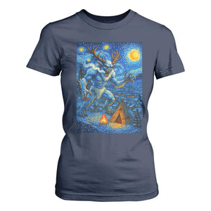 Wedigo Cryptid Christmas T Shirt For Women Native American Starry Night Xmas TS14 Navy Print Your Wear