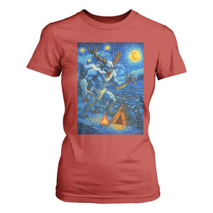 Wedigo Cryptid Christmas T Shirt For Women Native American Starry Night Xmas TS14 Red Print Your Wear