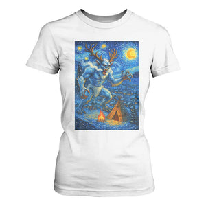 Wedigo Cryptid Christmas T Shirt For Women Native American Starry Night Xmas TS14 White Print Your Wear