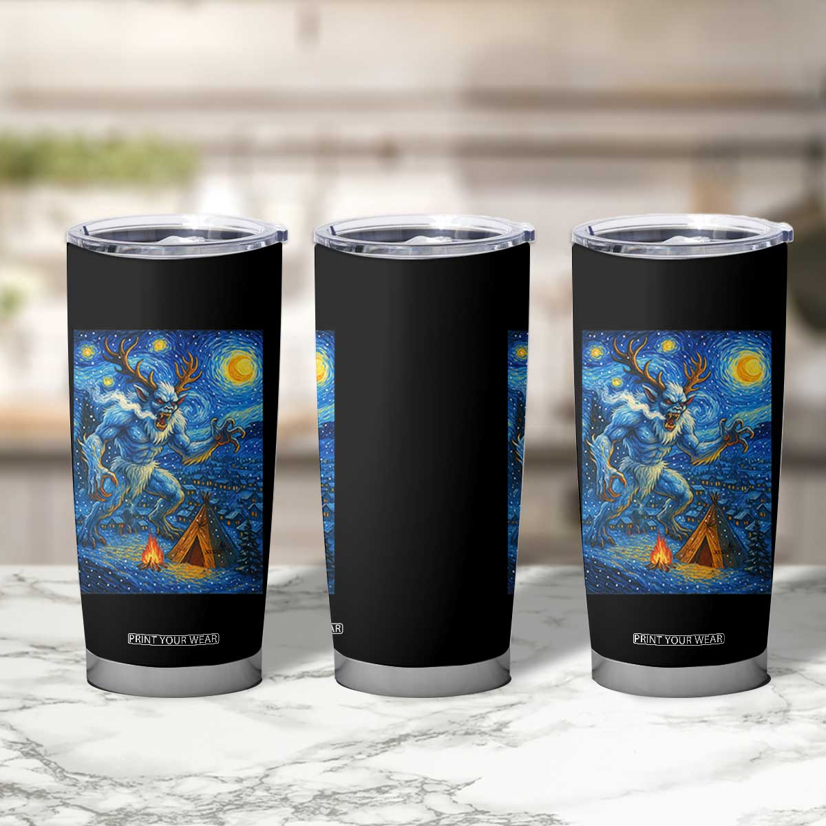 Wedigo Cryptid Christmas Tumbler Cup Native American Starry Night Xmas TS14 Print Your Wear