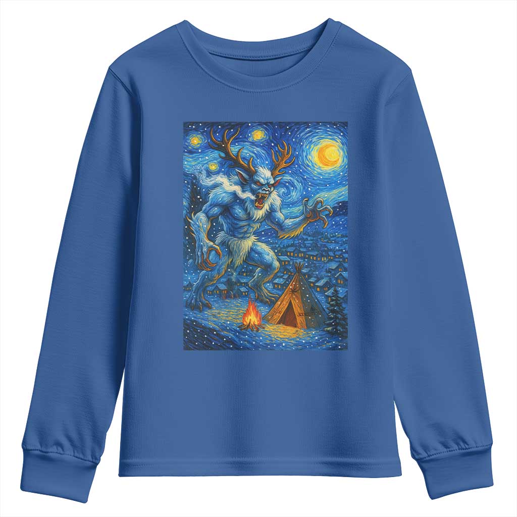 Wedigo Cryptid Christmas Youth Sweatshirt Native American Starry Night Xmas TS14 Royal Blue Print Your Wear