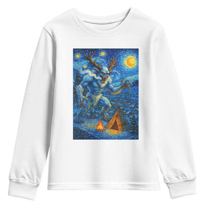 Wedigo Cryptid Christmas Youth Sweatshirt Native American Starry Night Xmas TS14 White Print Your Wear