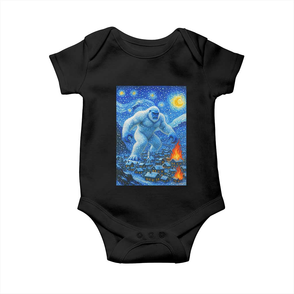 Yeti Cryptid Christmas Baby Onesie Winter Monster Starry Night Xmas TS14 Black Print Your Wear