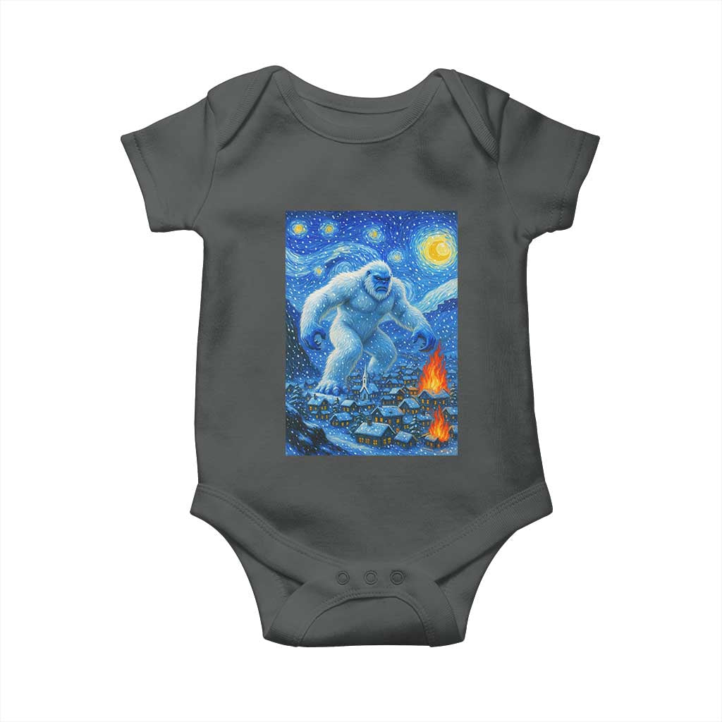 Yeti Cryptid Christmas Baby Onesie Winter Monster Starry Night Xmas TS14 Dark Heather Print Your Wear