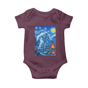 Yeti Cryptid Christmas Baby Onesie Winter Monster Starry Night Xmas TS14 Maroon Print Your Wear
