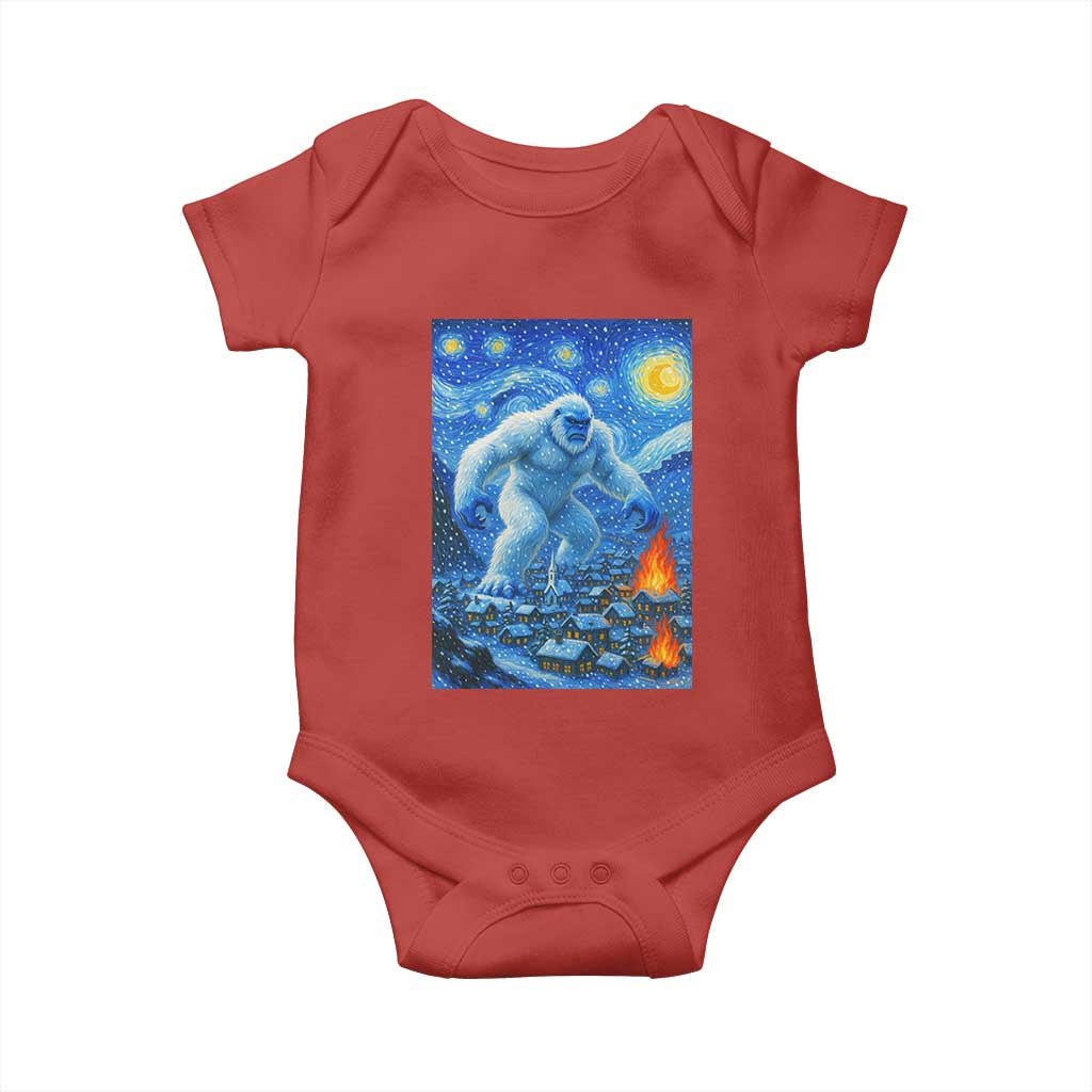Yeti Cryptid Christmas Baby Onesie Winter Monster Starry Night Xmas TS14 Red Print Your Wear