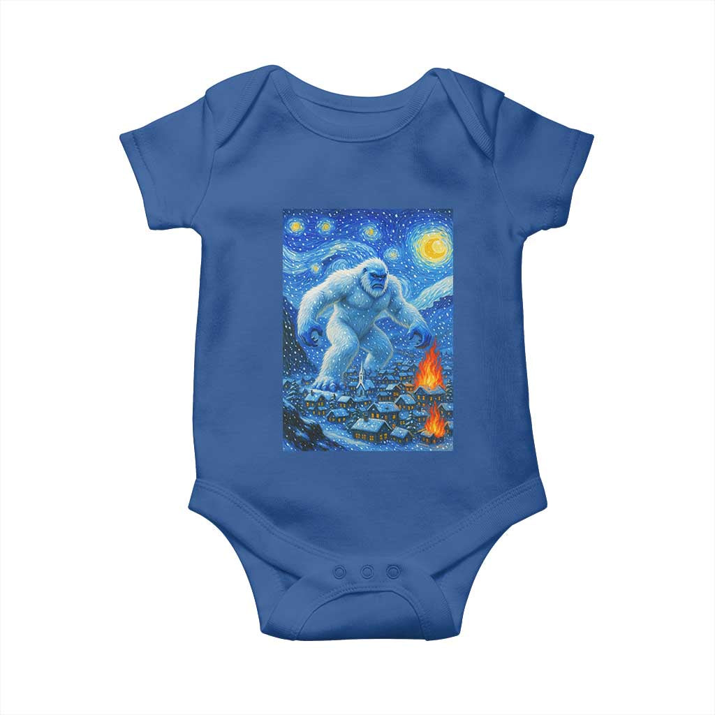 Yeti Cryptid Christmas Baby Onesie Winter Monster Starry Night Xmas TS14 Royal Blue Print Your Wear