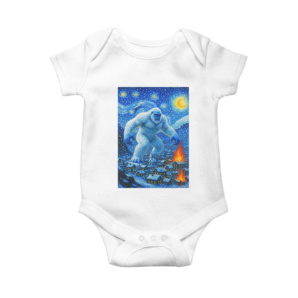 Yeti Cryptid Christmas Baby Onesie Winter Monster Starry Night Xmas TS14 White Print Your Wear