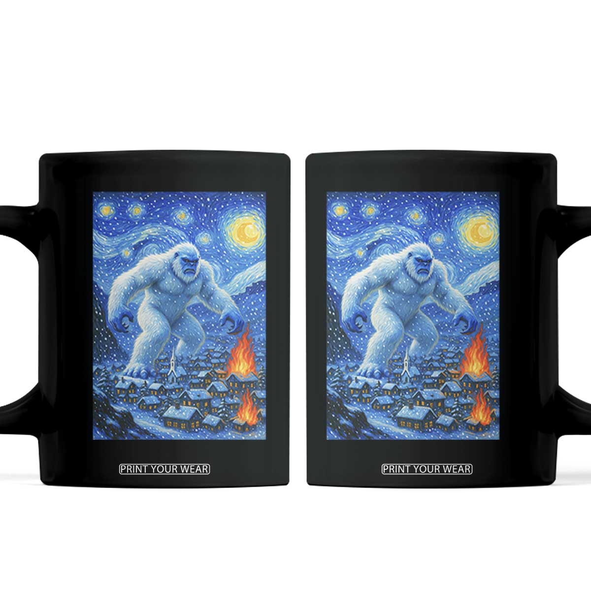 Yeti Cryptid Christmas Coffee Mug Winter Monster Starry Night Xmas TS14 Black Print Your Wear