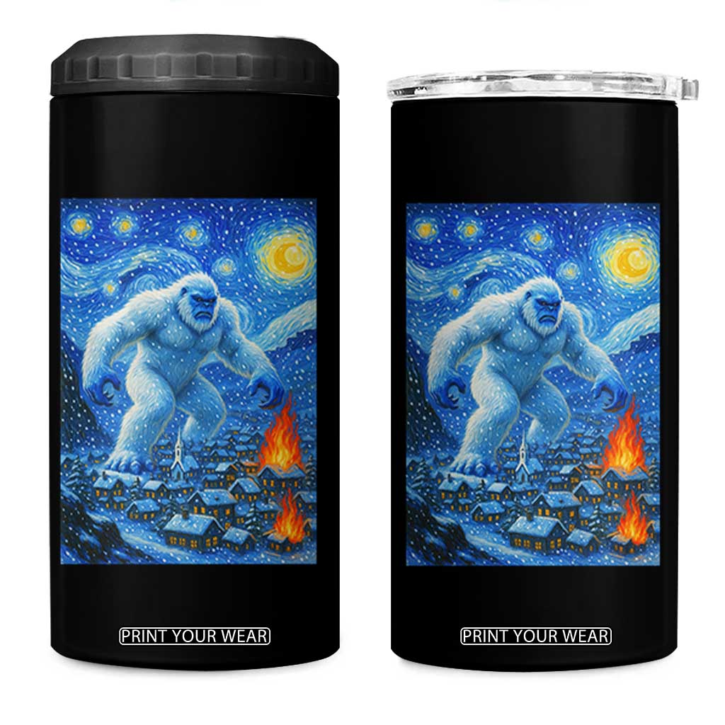 Yeti Cryptid Christmas 4 in 1 Can Cooler Tumbler Winter Monster Starry Night Xmas TS14 One Size: 16 oz Black Print Your Wear