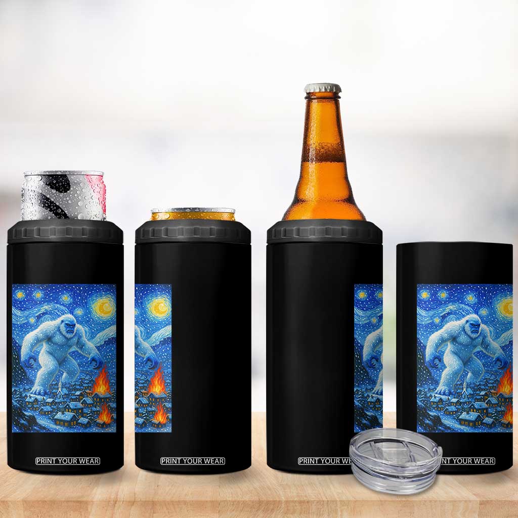 Yeti Cryptid Christmas 4 in 1 Can Cooler Tumbler Winter Monster Starry Night Xmas TS14 Print Your Wear
